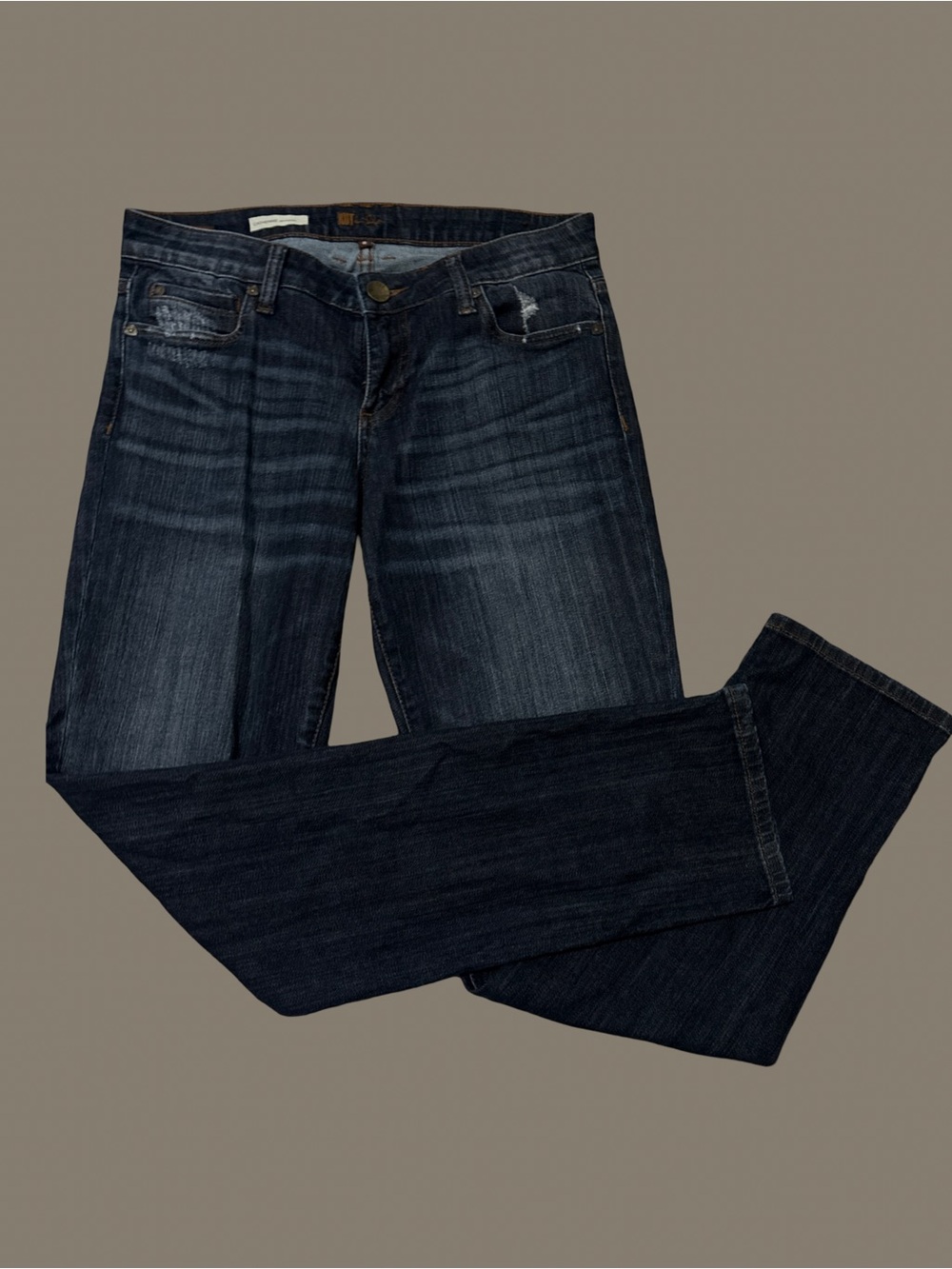 KUT from the Kloth Dark Wash Distressed Straight Leg Jeans - Size 8